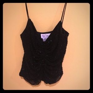Black Sequence Vintage Crop Top